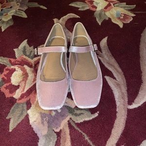 ASOS pink velvet Mary Jane flats